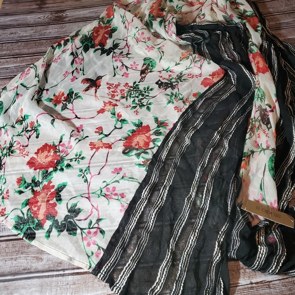 Colorful Bird and Floral Sheer Scarf from Studio S NWT - Picture 1 of 6